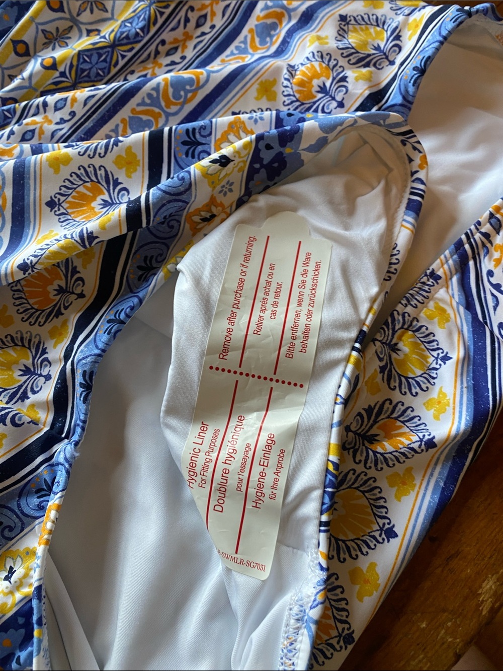 Lands' End Blue and Yellow Patterned womans One-Piece Swimsuit - Picture 2 of 6